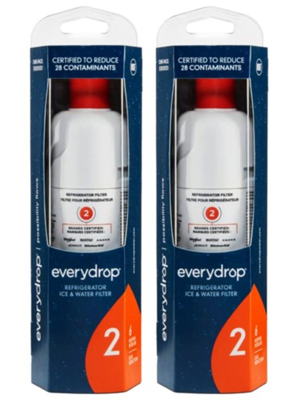 Everydrop Refrigerator Water Filter #2 (Orange Cap) - Set of 2